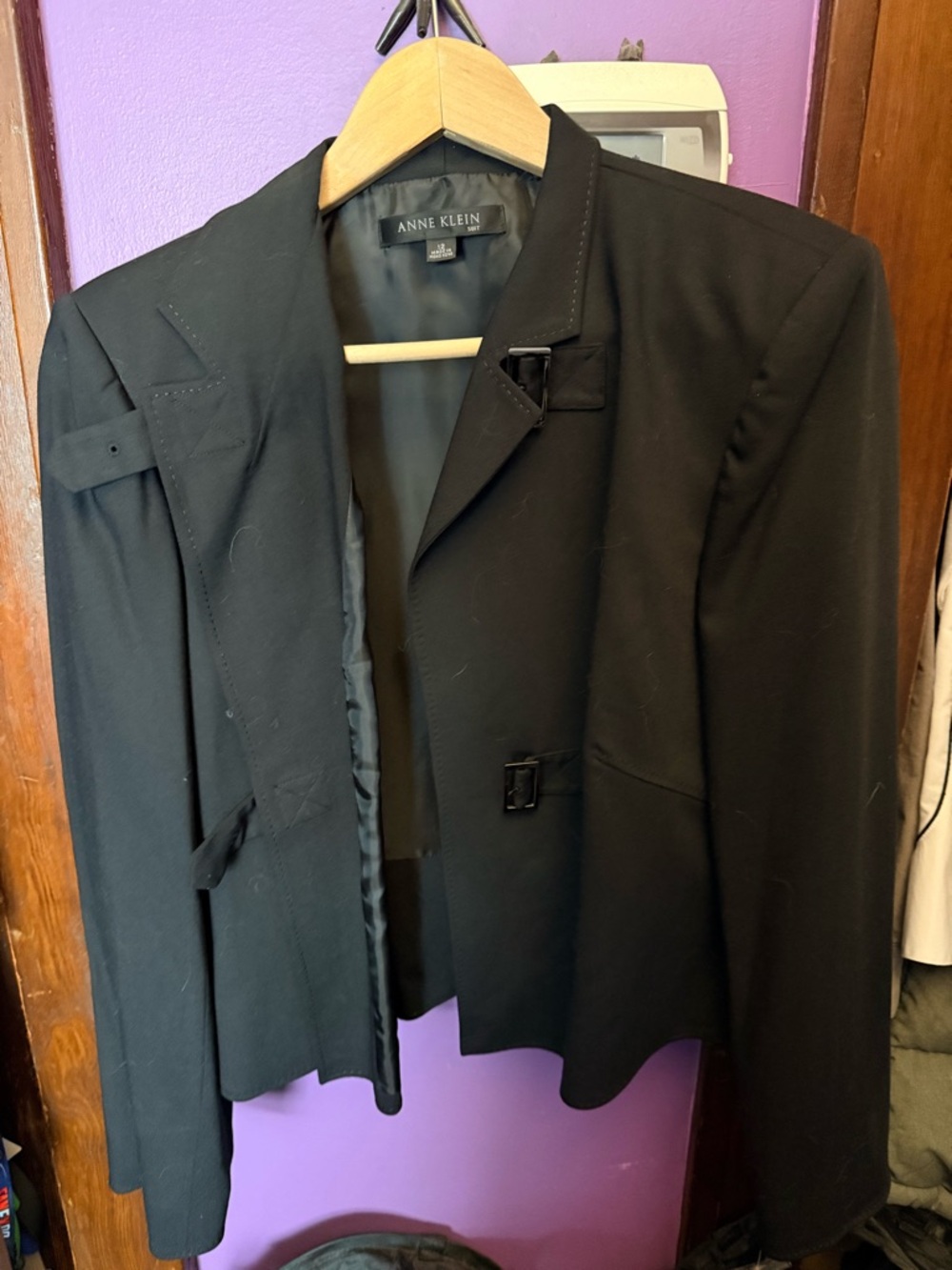 Anne Klein Black Tailored Jacket with Buckle Detail - Picture 2 of 4